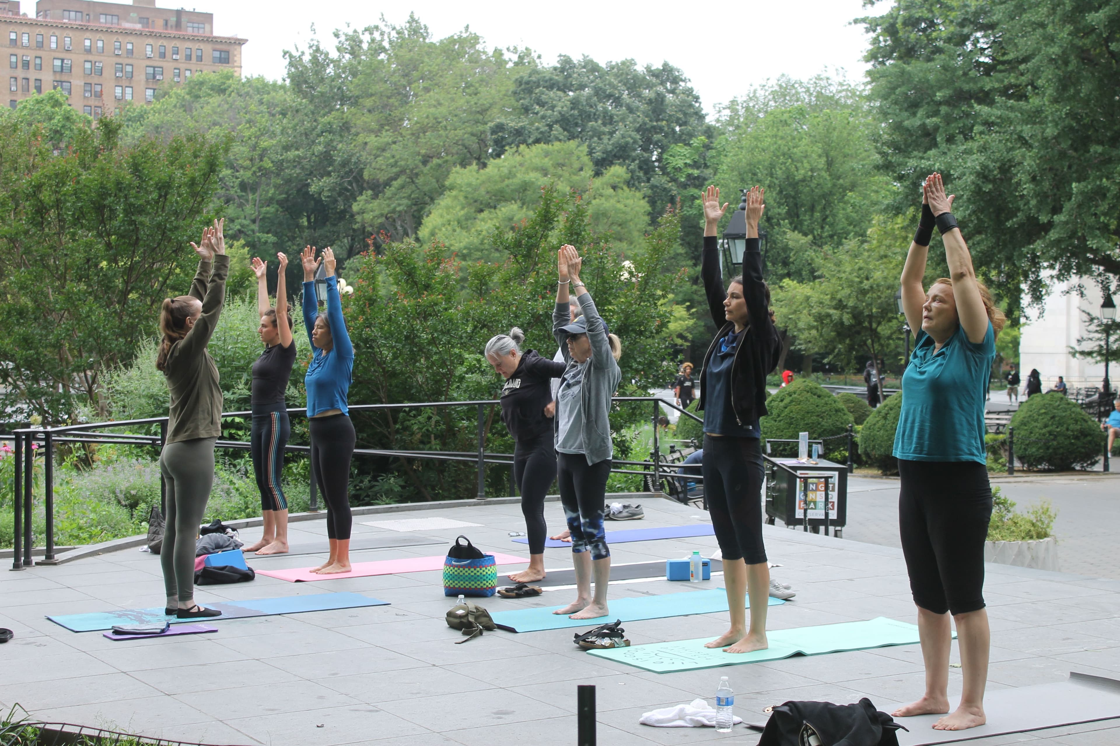 Yoga class in Washington Square Park